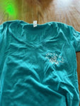 Jesters Womens V Neck Tahiti Blue Tee Shirt