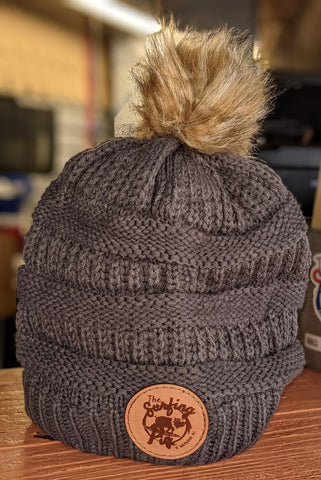 The Surfing Pig Women's Charcoal Winter Hat with Leather Patch