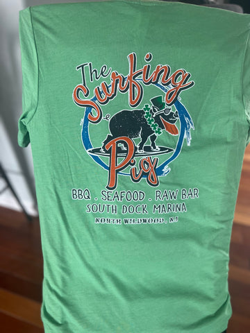 The Surfing Pig St. Paddy's Day Irish Green Tee Shirts