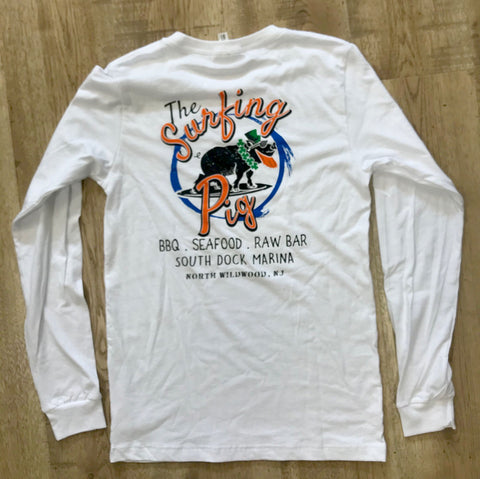 The Surfing Pig White St. Paddy's Day Long Sleeve Tee Shirts